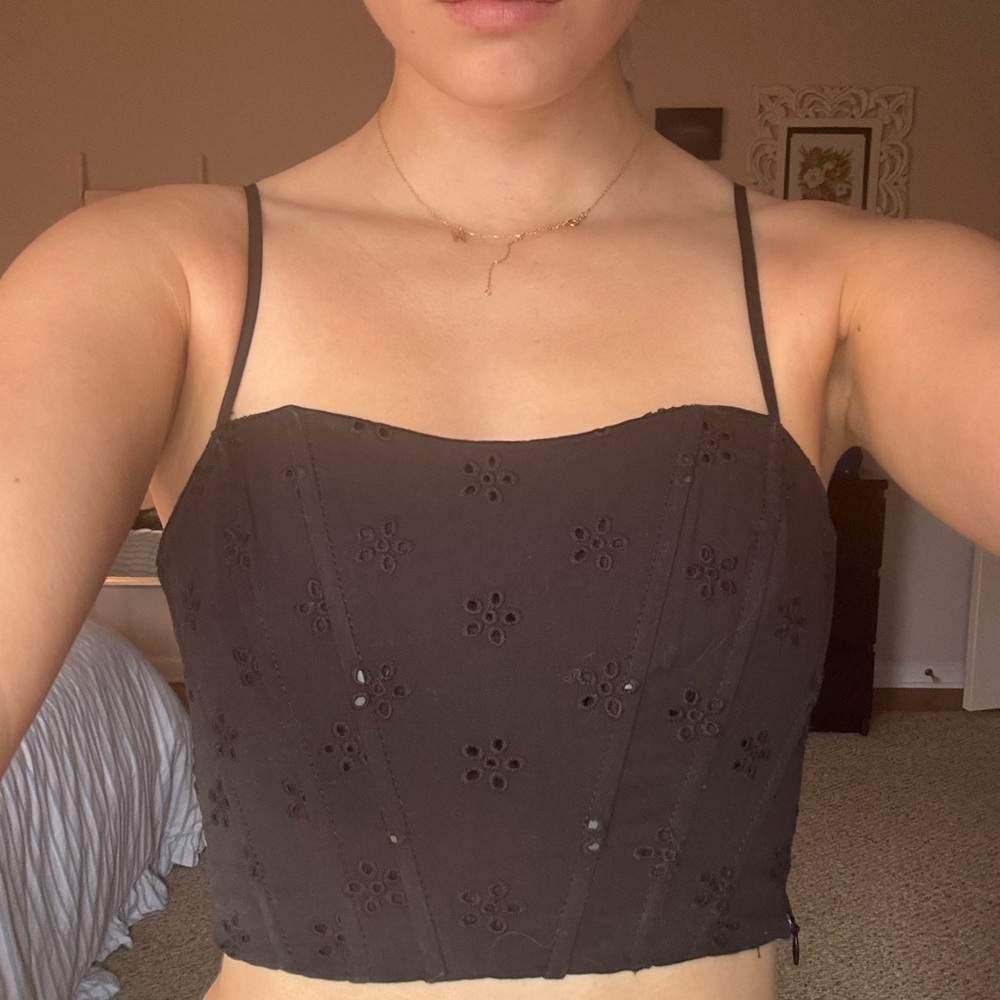 Jason Wu Black Eyelet Crop Top